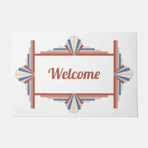 Art deco elements in rose gold, brown & blue mat