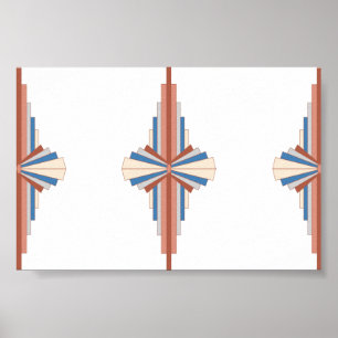 Art deco elements in rose gold,brown & blue poster