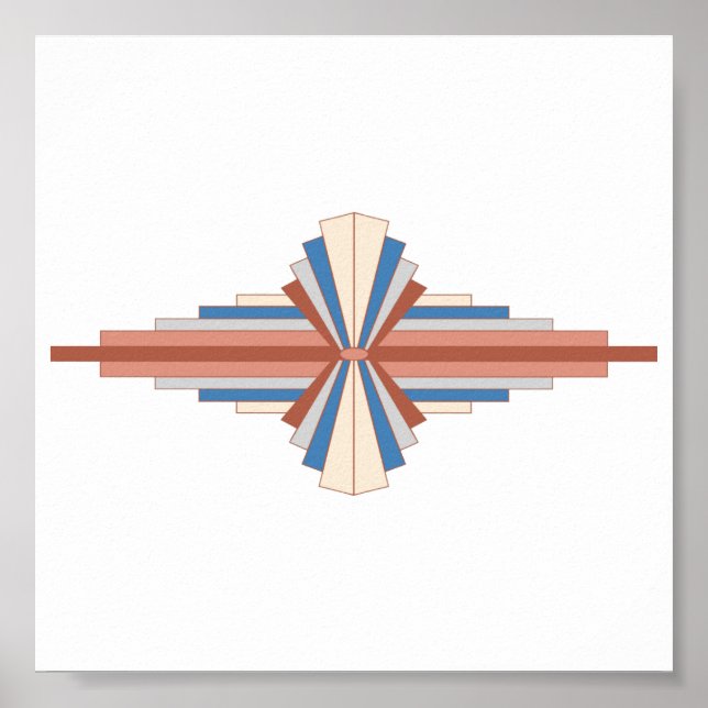 Art deco elements in rose gold, brown & blue poster (Front)