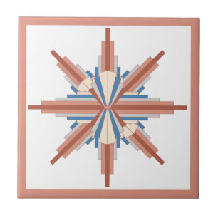 Art deco elements in rose gold,brown & blue tile