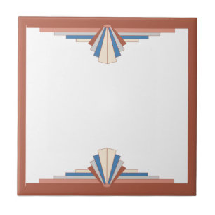 Art deco elements in rose gold,brown & blue tile