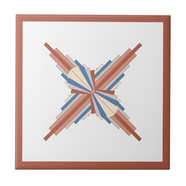 Art deco elements in rose gold,brown & blue tile (Front)