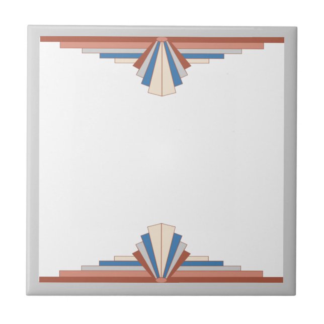 Art deco elements in rose gold,brown & blue tile (Front)