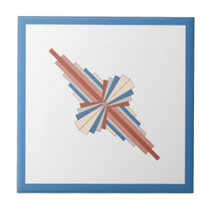 Art deco elements in rose gold,brown & blue tile