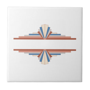 Art deco elements in rose gold,brown & blue tile