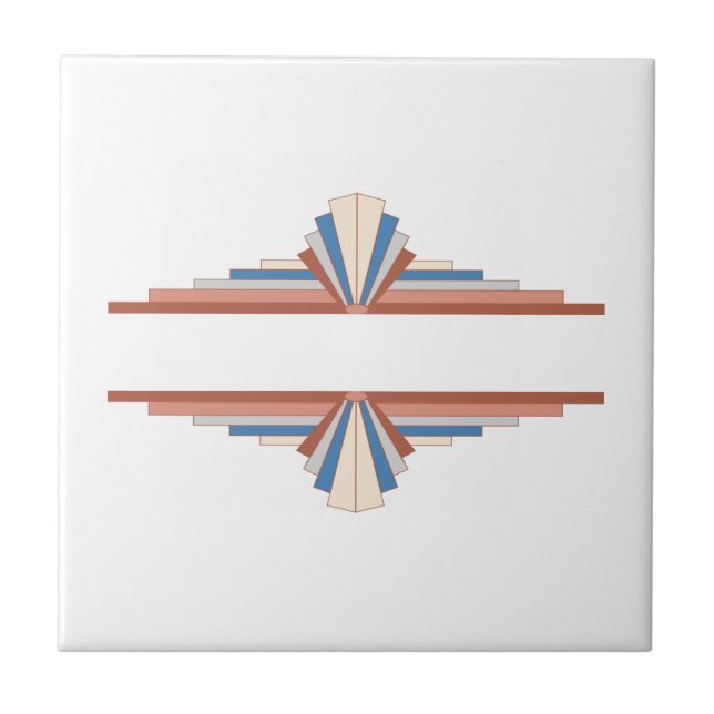 Art deco elements in rose gold,brown & blue tile (Front)