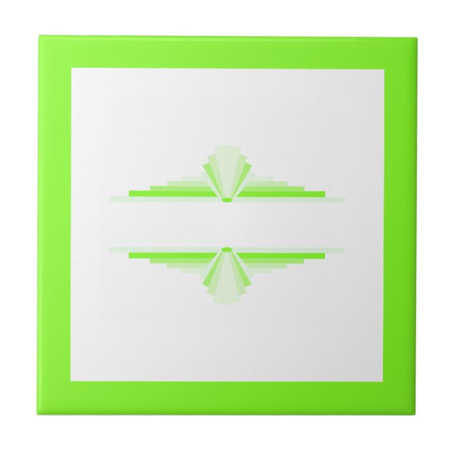 Art deco elements in soft green & lime tile (Front)