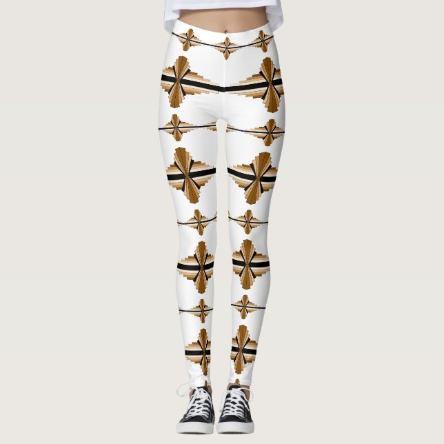 Art deco elements in tan leggings (Front)