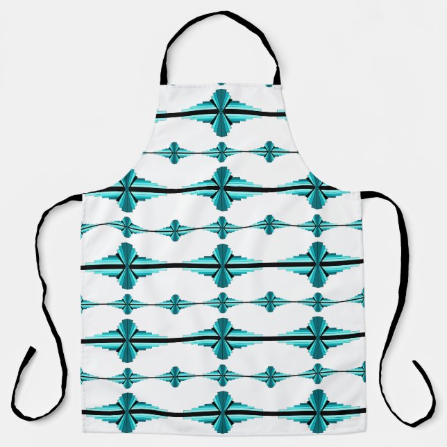 Art deco elements in teal green apron (Front)