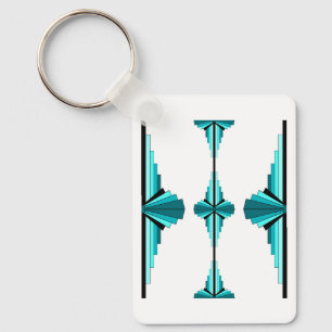 Art deco elements in teal green key ring
