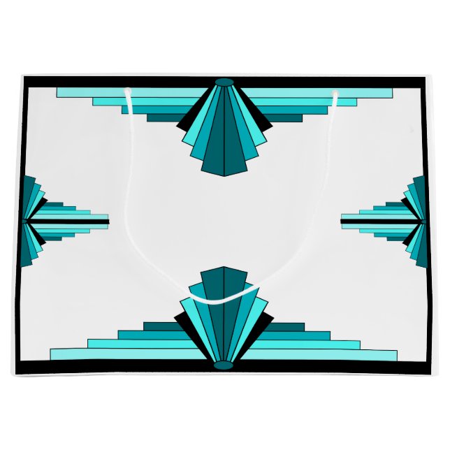 Art deco elements in teal green large gift bag (Front)