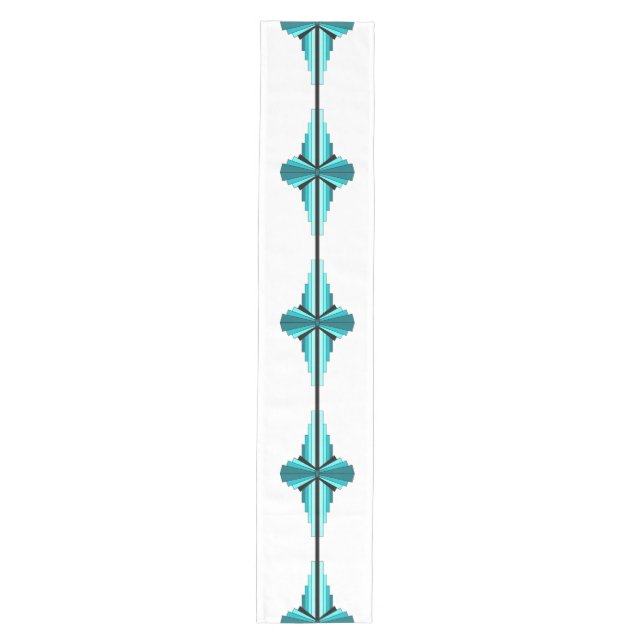 Art deco elements in teal green medium table runner (Front)