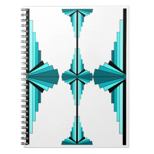 Art deco elements in teal green notebook