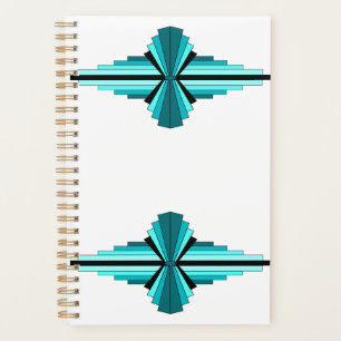 Art deco elements in teal green planner