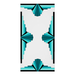 Art deco elements in teal green poster