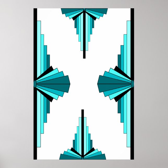 Art deco elements in teal green poster (Front)
