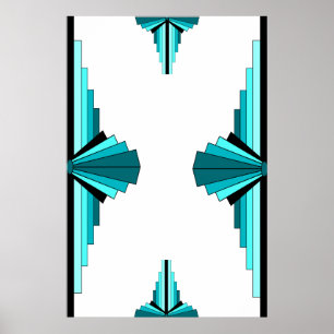 Art deco elements in teal green poster