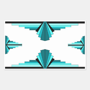 Art deco elements in teal green rectangular sticker