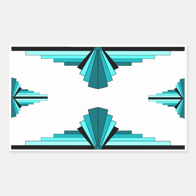 Art deco elements in teal green rectangular sticker (Front)