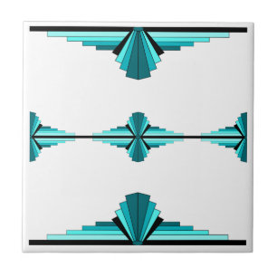 Art deco elements in teal green tile