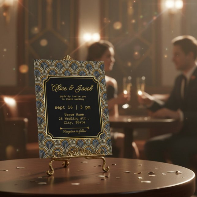 Art Deco Embroidered-Style Wedding Invitation (Creator Uploaded)