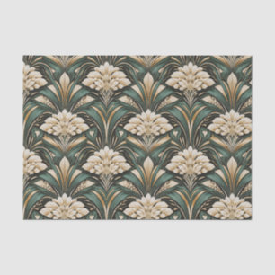 Art Deco Emerald Gilded Bloom Pattern Tissue Paper