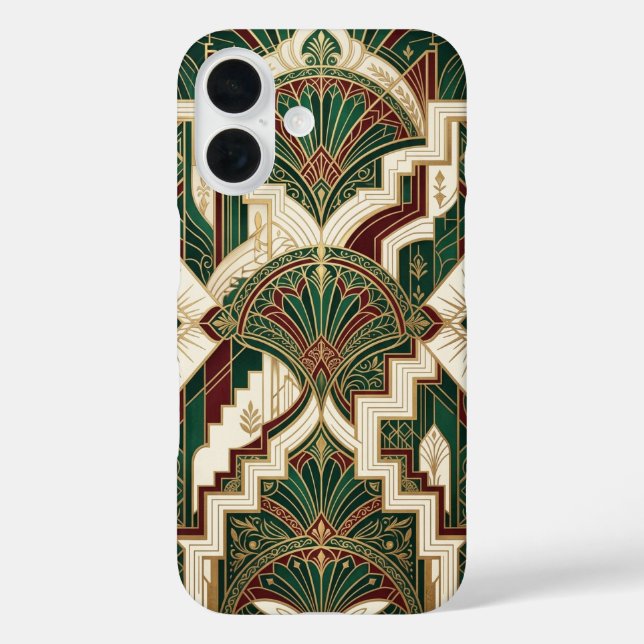 Art Deco Emerald & Gold Geometric Pattern Case-Mate iPhone Case (Back)