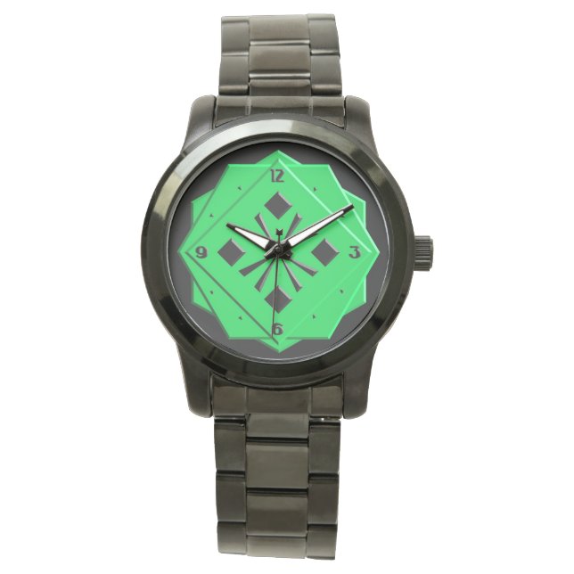 Art Deco emerald green geometric pattern Watch (Front)