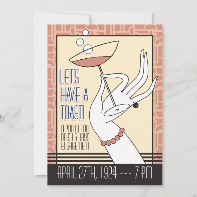 Art Deco Engagement Party Shower Invitations (Front)