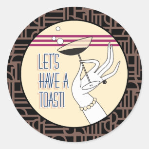 Art Deco Engagement Party Shower Invitations Classic Round Sticker