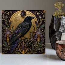 ART DECO EXOTIC RAVEN CERAMIC TILE