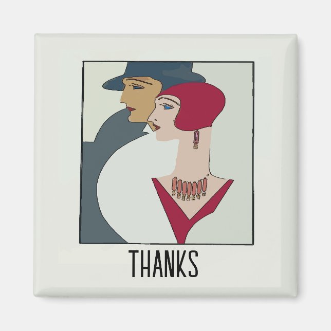 Art Deco Faces, add text Magnet (Front)