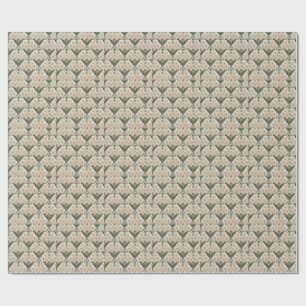 Art Deco Fan & Arch Gilded Teal Geometric Pattern Wrapping Paper