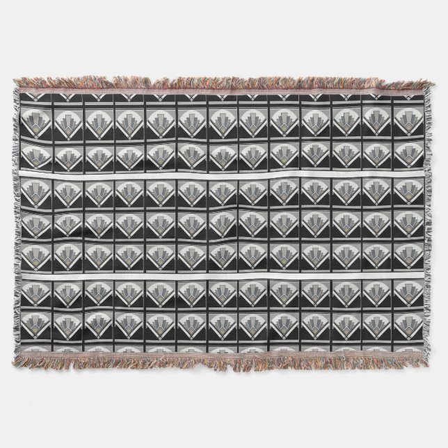 Art Deco Fan Blanket Throw (Front)