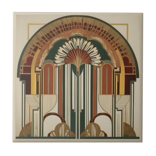 Art Deco Fan Ceramic Tile (Front)