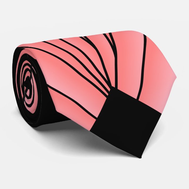 Art Deco Fan Design Pink Neck Tie (Rolled)