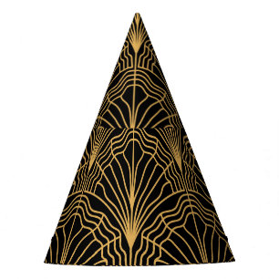 Art Deco Fan: Geometric Yellow Black Party Hat