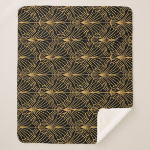 Art Deco Fan: Geometric Yellow Black Sherpa Blanket