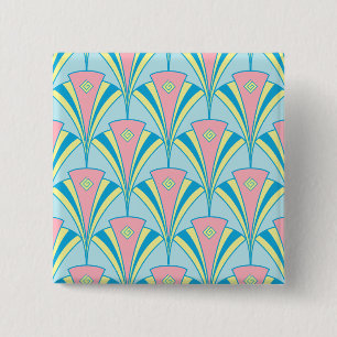 Art Deco Fan Miami Repeat Pattern 15 Cm Square Badge