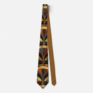 Art Deco Fan Motif Black, Gold & Deep Red Tie
