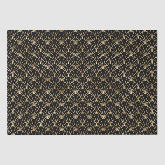 Art Deco Fan Oval Geometric Pattern Design Tissue Paper (Front)