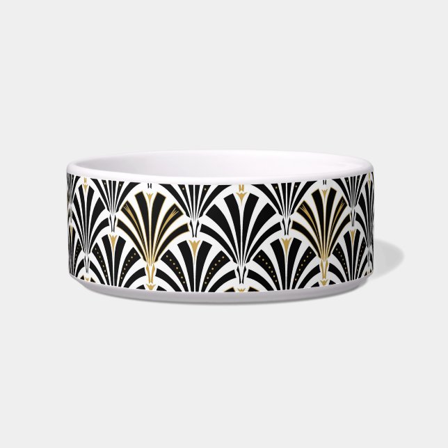 Art Deco fan pattern - black and white Bowl (Left)