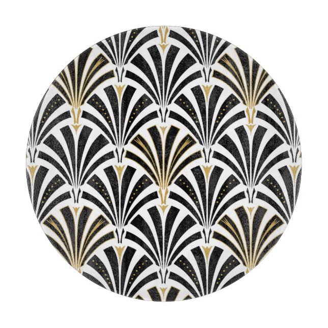 Art Deco fan pattern - black and white Cutting Board (Front)