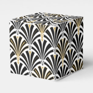 Art Deco fan pattern - black and white Favour Box