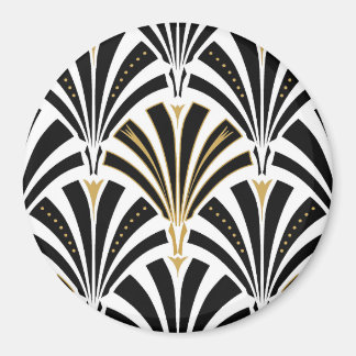 Art Deco fan pattern - black and white Magnet