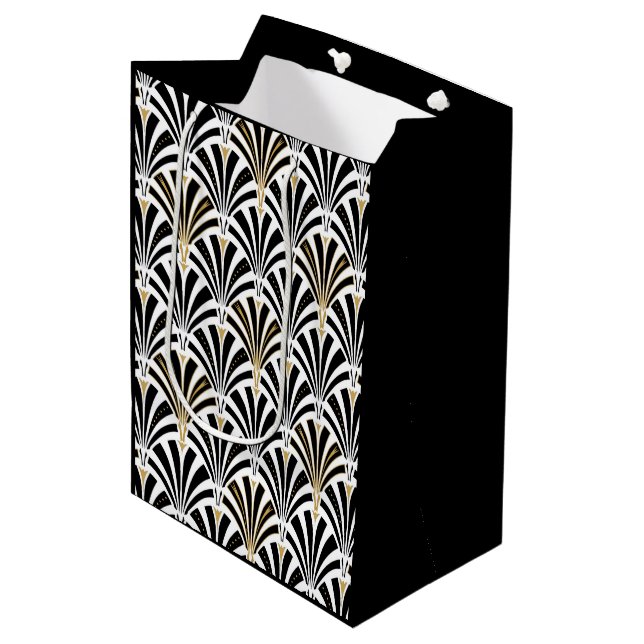Art Deco fan pattern - black and white Medium Gift Bag (Front Angled)