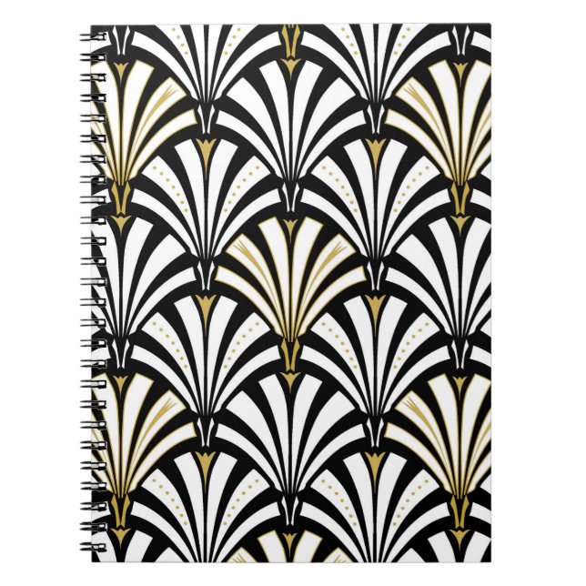 Art Deco fan pattern - black and white Notebook (Front)