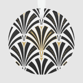 Art Deco fan pattern - black and white Ornament