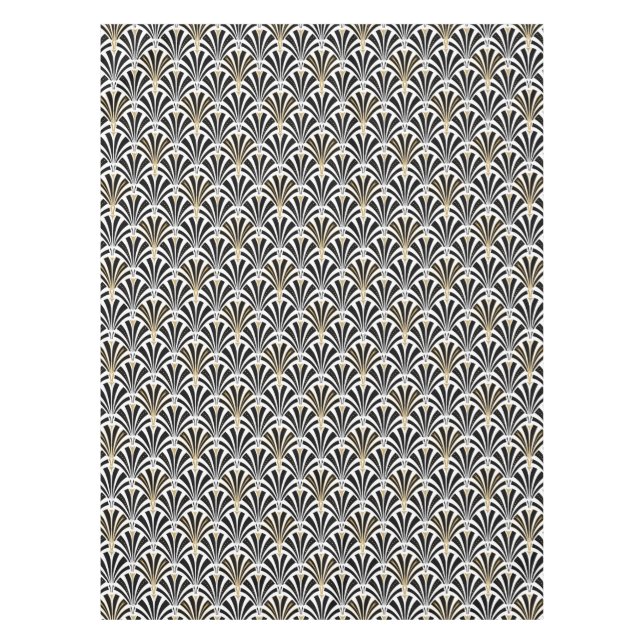 Art Deco fan pattern - black and white Tablecloth (Front)
