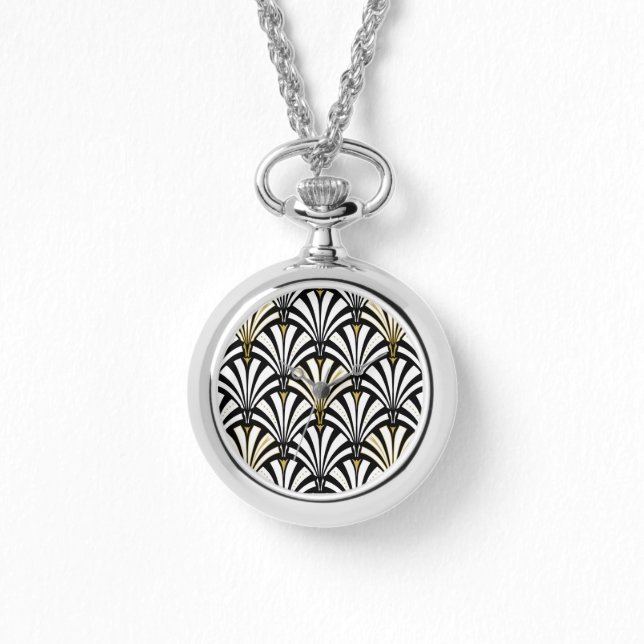 Art Deco fan pattern - black and white Watch (Front)